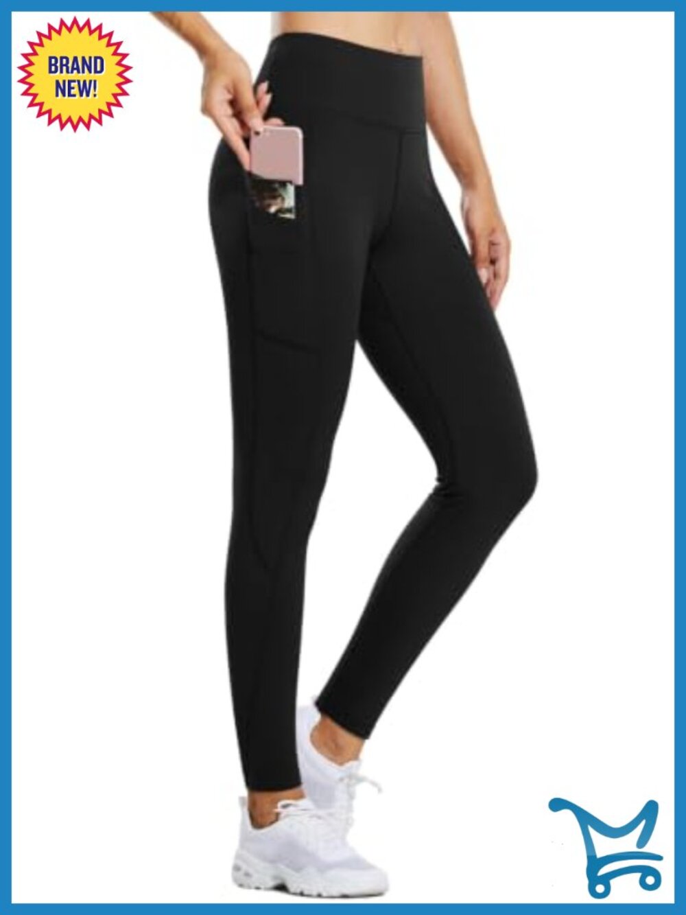 Fleece Lined High Waist Leggings with Pockets Thermal Warm Winter Running